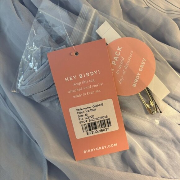 NEW Birdy Grey Grace Convertible Chiffon Bridesmaid Dress Ice Blue Size Medium - Picture 5 of 16